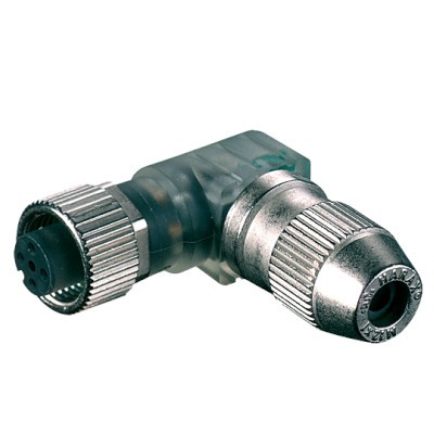 M12 Konektor – ženski pod kutom, 4-polni, IDC, 3xLED