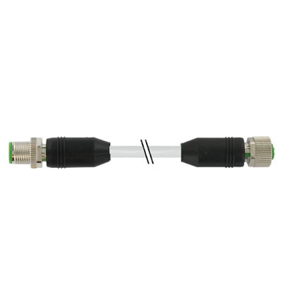 7000-40481_gray M12 Konektor – muški ravni/ženski ravni, sivi, 8-polni, shielded
