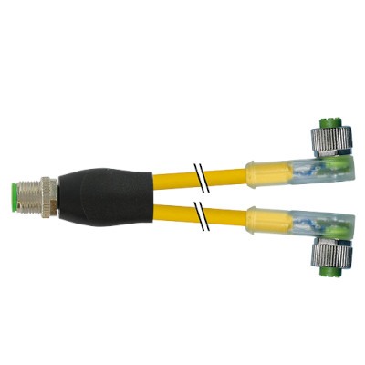 7000-40781_yellow M12 muški ravni Y – M12 ženski pod kutom LED konektor, 4-polni, žuti