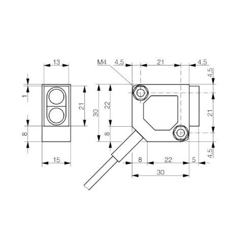 Difuzni senzor s prigušivačem pozadine 30x30x15