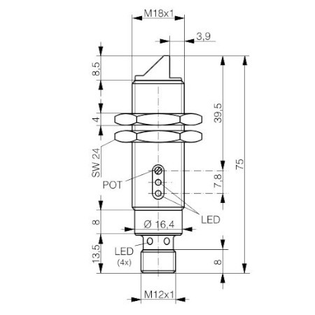 Difuzni senzor s prigušivačem pozadine M18