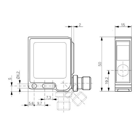 Difuzni senzor s prigušivačem pozadine 40x50x15