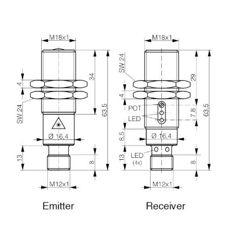 Kroz-zrake senzor M18