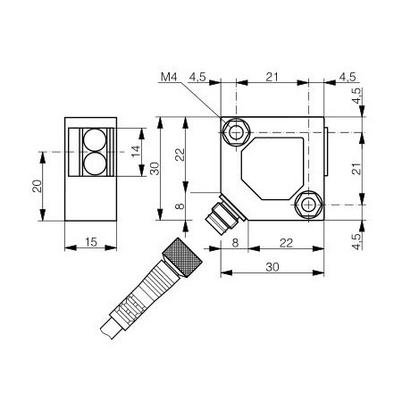Kroz-zrake senzor 30x30x15