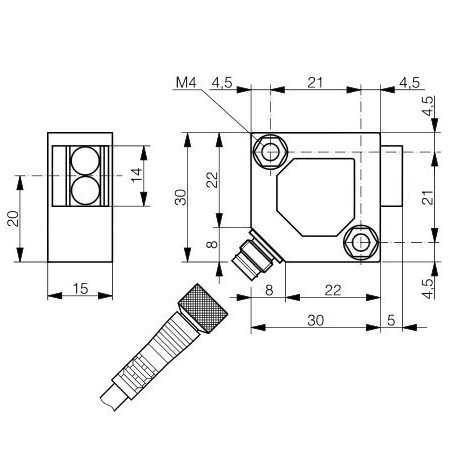 Refleksivni senzor 30x30x15