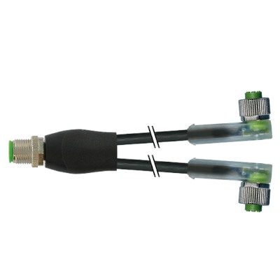 7000-40781_black M12 muški ravni Y – M12 ženski pod kutom LED konektor, 4-polni, crni