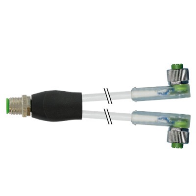 7000-40781_gray M12 muški ravni Y – M12 ženski pod kutom LED konektor, 4-polni, sivi