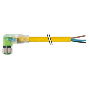 M8 Konektor - ženski pod kutom, žuti, 3-polni, 2xLED