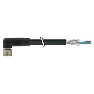 7000-08781_black M8 Konektor - ženski pod kutom, crni, 4-polni, shielded