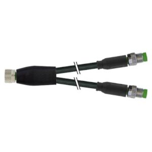 7000-87251_black M8 Konektor – ženski ravni Y/muški ravni, crni, 4-/3-polni