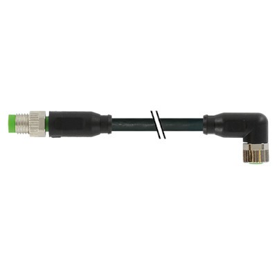 7000-89521_black M8 Konektor - muški ravni/ženski pod kutom, crni, 4-polni, shielded