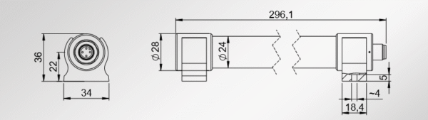 Strojna lampa - TUBE 24V DC,7,2W, 300mm, PC-Rohr