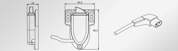 prekidac Prekidač rukovođen vratima s priključnim kabelom 1500 mm/ravnim utikačem crne boje