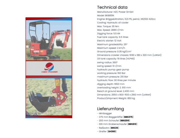 Mini bager benzin BKB851K