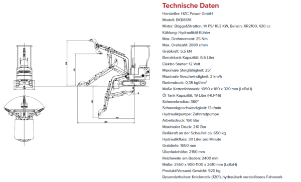 Mini Bager benzin BKB940