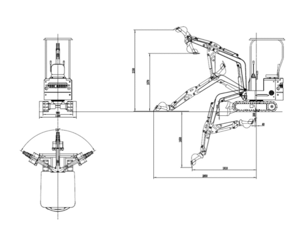 Mini bager dizel DKB881 + 3 dodatna alata!